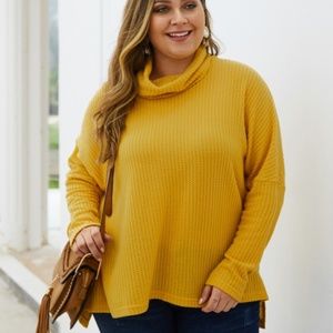 SHEIN Plus Size Yellow Lightweight Turtleneck